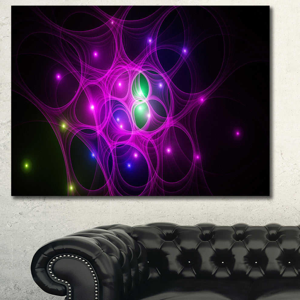 Pink Fractal Space Circles, Abstract Canvas Art Print, 40x30