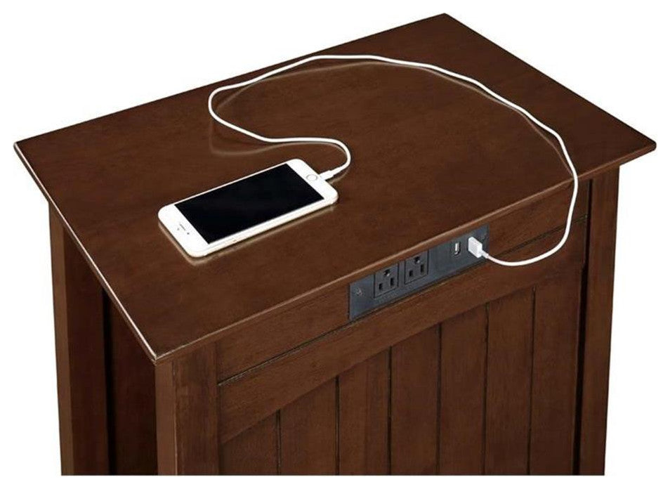 Convenience Concepts Edison End Table with Charging Station Espresso Wood Finish