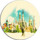 Buenos Aires Panoramic View, Watercolor Disc Metal Artwork, 23"