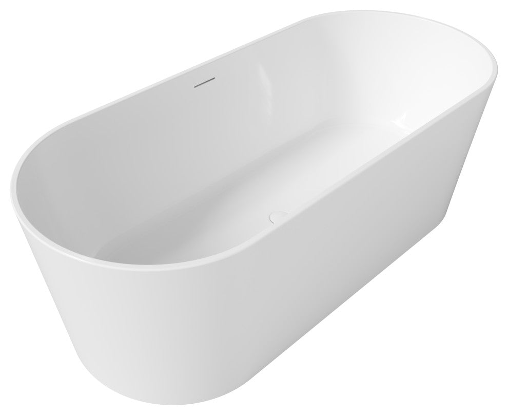 Perlato Andorra Freestanding Soaking Tub, White, 71"