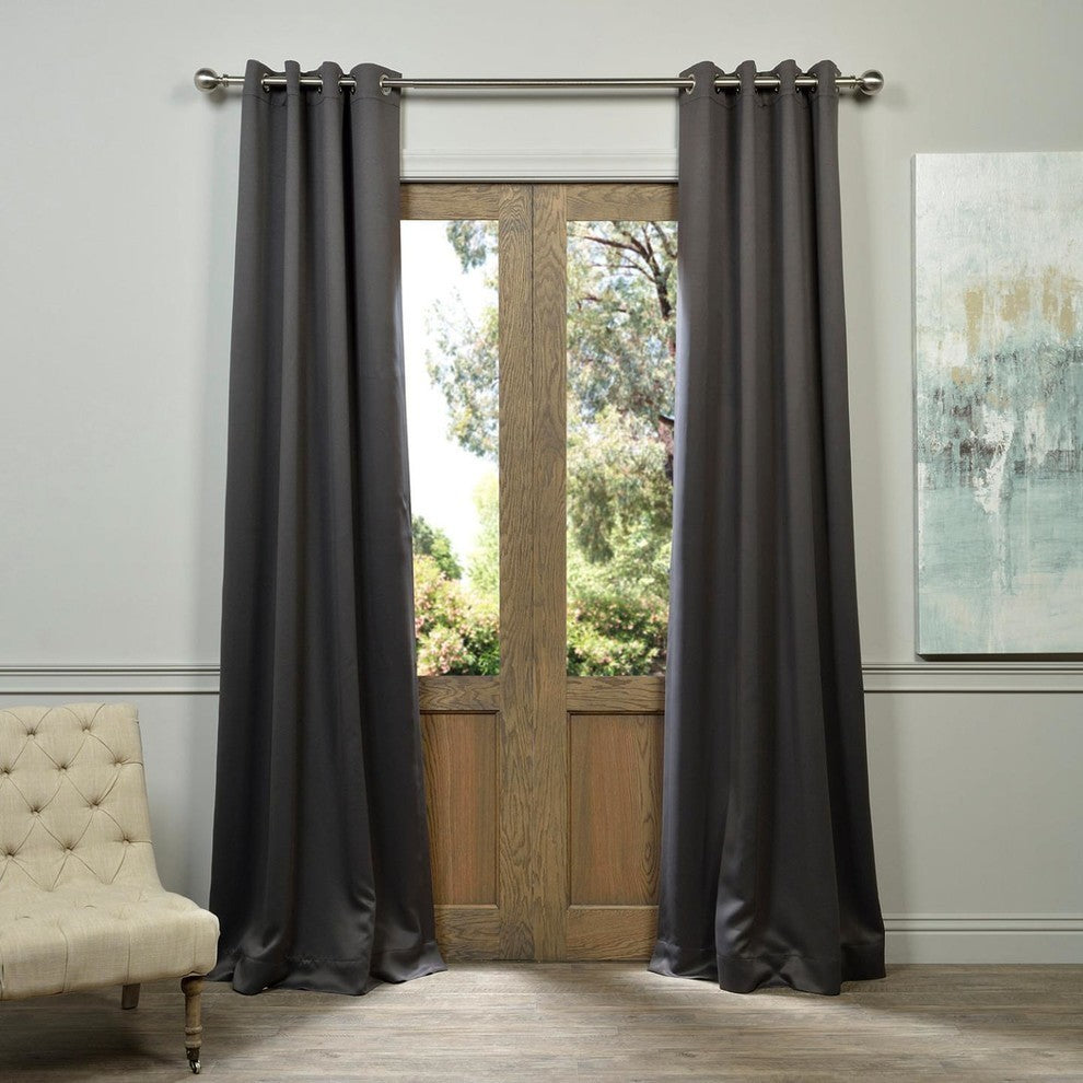Anthracite Gray Grommet Room Darkening Curtain, Set of 2, 50"x120"
