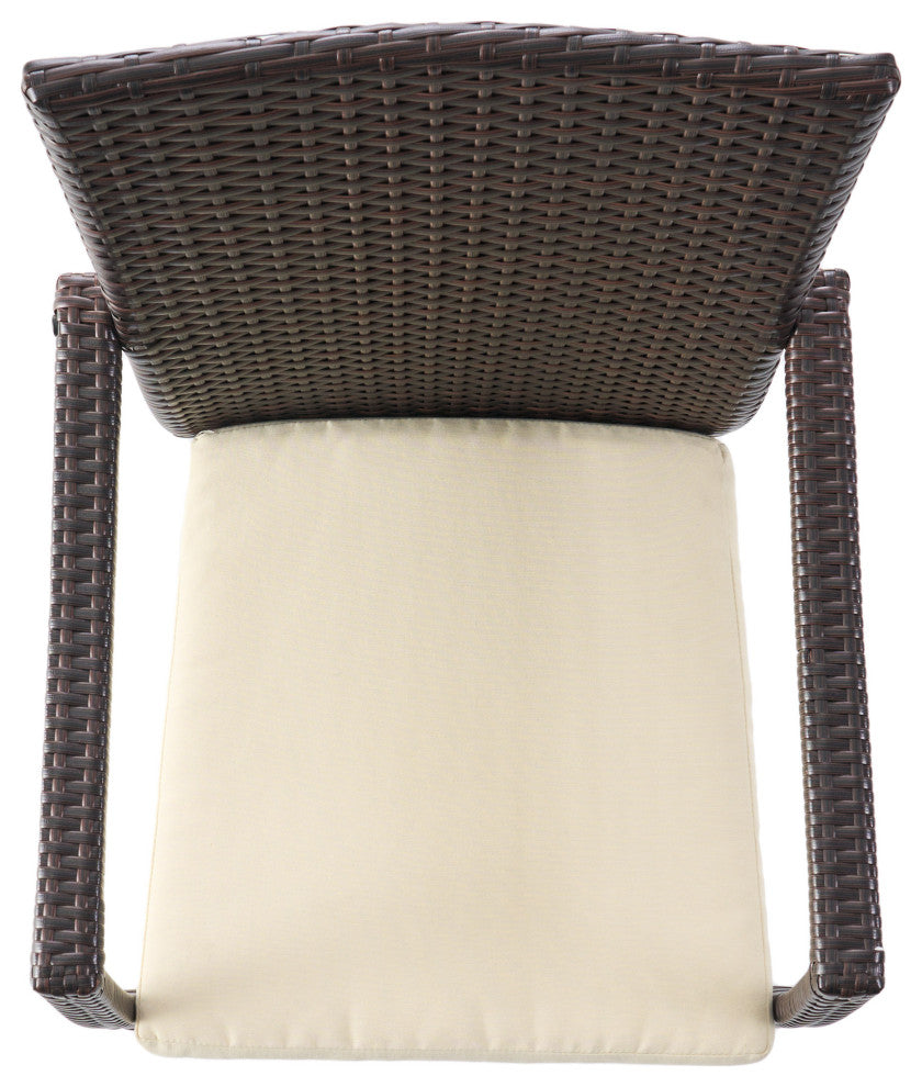 GDF Studio Melba Outdoor Wicker Dining Chairs With Beige Cushions, Set of 2