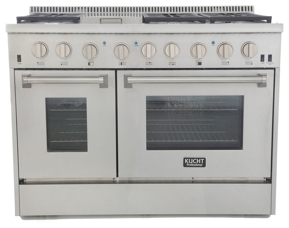 KUCHT Pro Style 48" Dual-Fuel Range, Stainless Steel, Classic Silver, Natural Gas