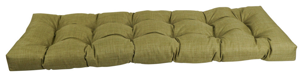 55"x19" Tufted Solid Outdoor Spun Polyester Loveseat Cushion Green