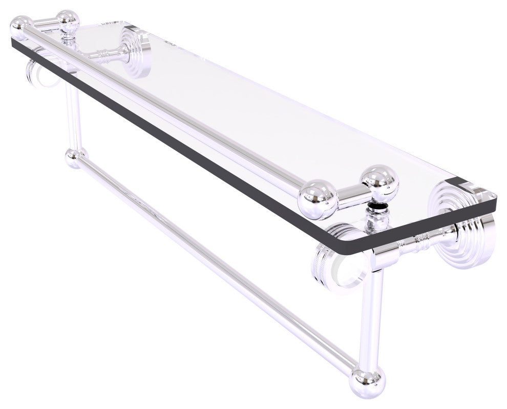 Pacific Grove 22" Dotted Glass Shelf and Towel Bar, Polished Chrome