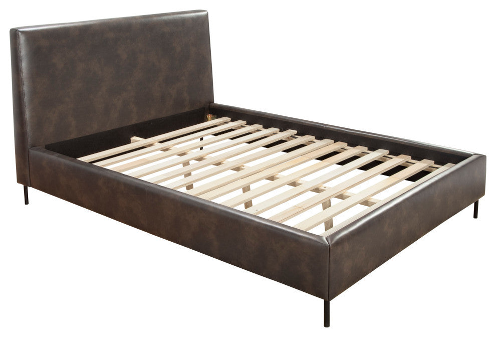 Sophia Queen Faux Leather Platform Bed, Gray