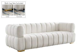 Gwen Velvet Upholstered Chair, Cream, Sofa
