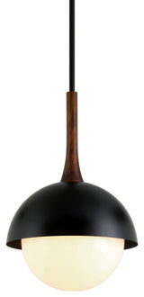 Cadet 1-Light Pendant, Black And Natural Acacia