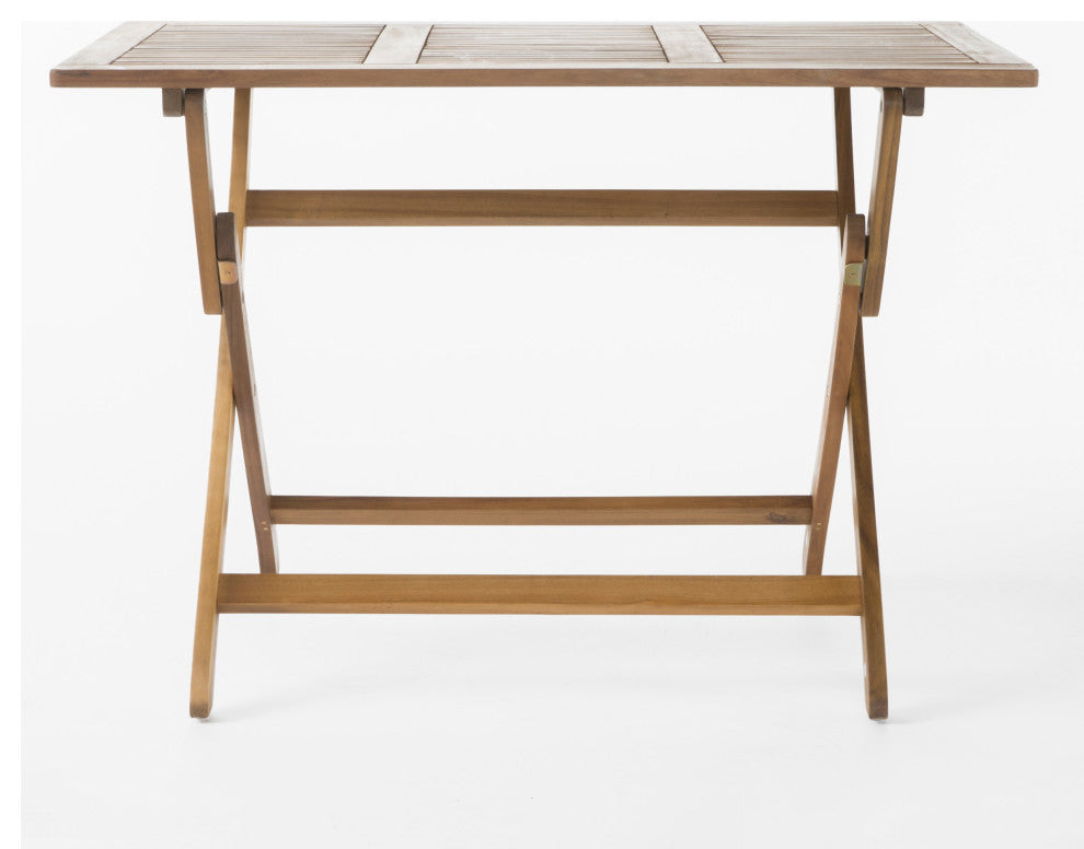 GDF Studio St. Nevis Outdoor Acacia Wood Foldable Dining Table, Natural
