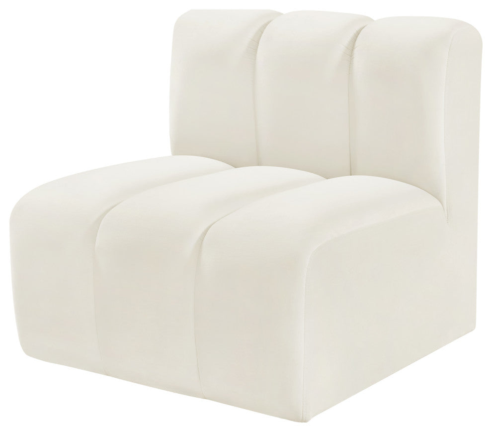 Arc Upholstered Modular Component, Cream, 1-Piece: Straight Chair, Velvet