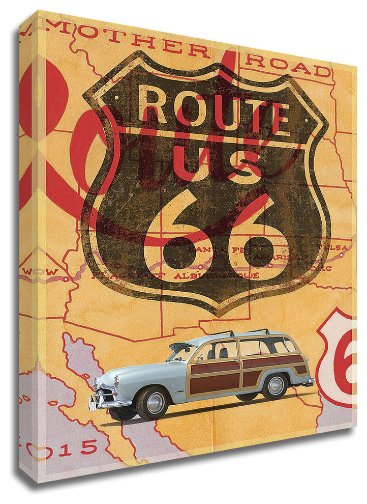 Route 66 Vintage Postcard by Edward M. Fielding, Print on Canvas, Ready to Hang