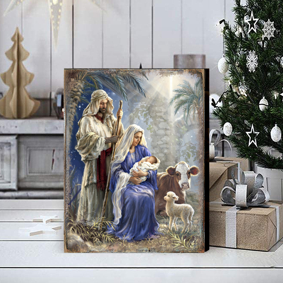 Holy Night Wooden Block, 48 X 36