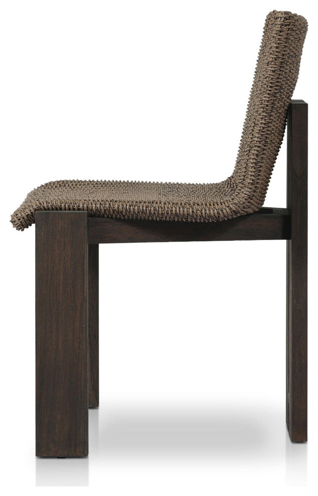 Roxy Outdoor Dining Chair Faux Dark Hyacinth, Stained Saddle Brown Fsc