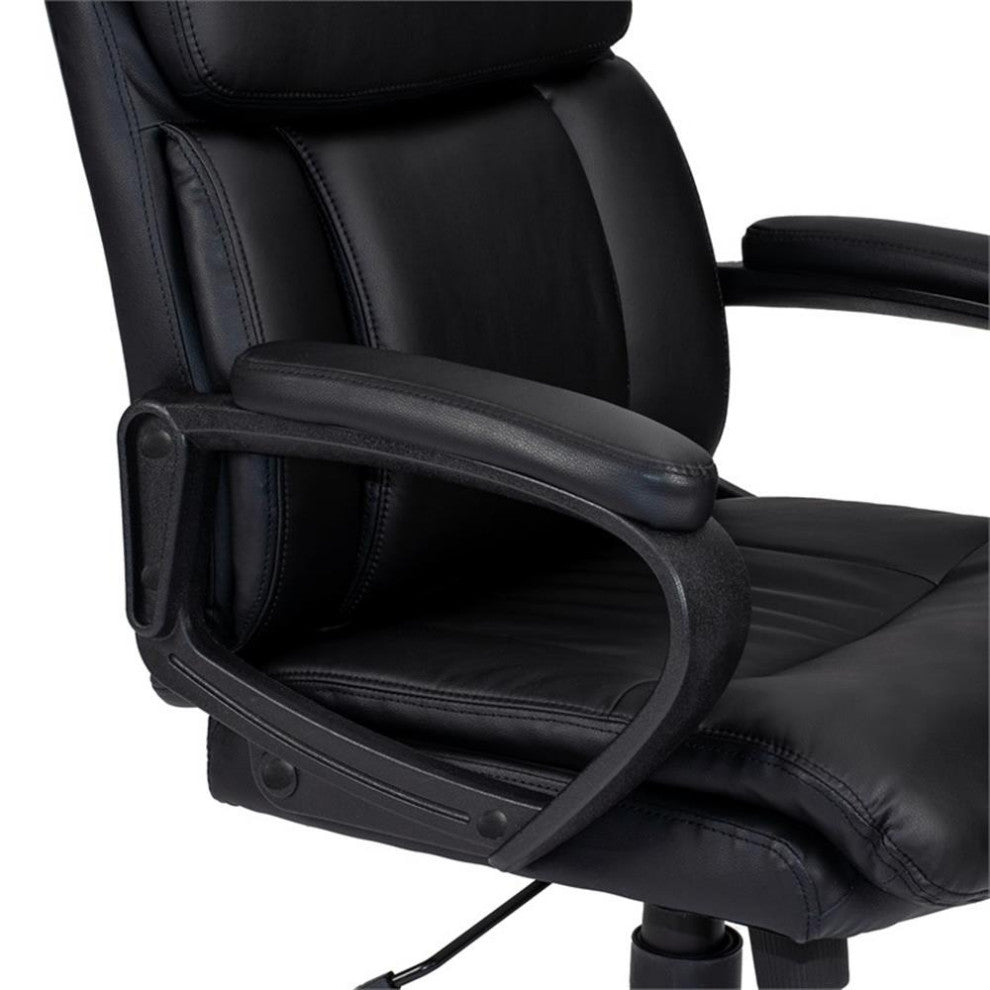 Poundex Furniture Modern Faux Leather Office Chair in Black Color