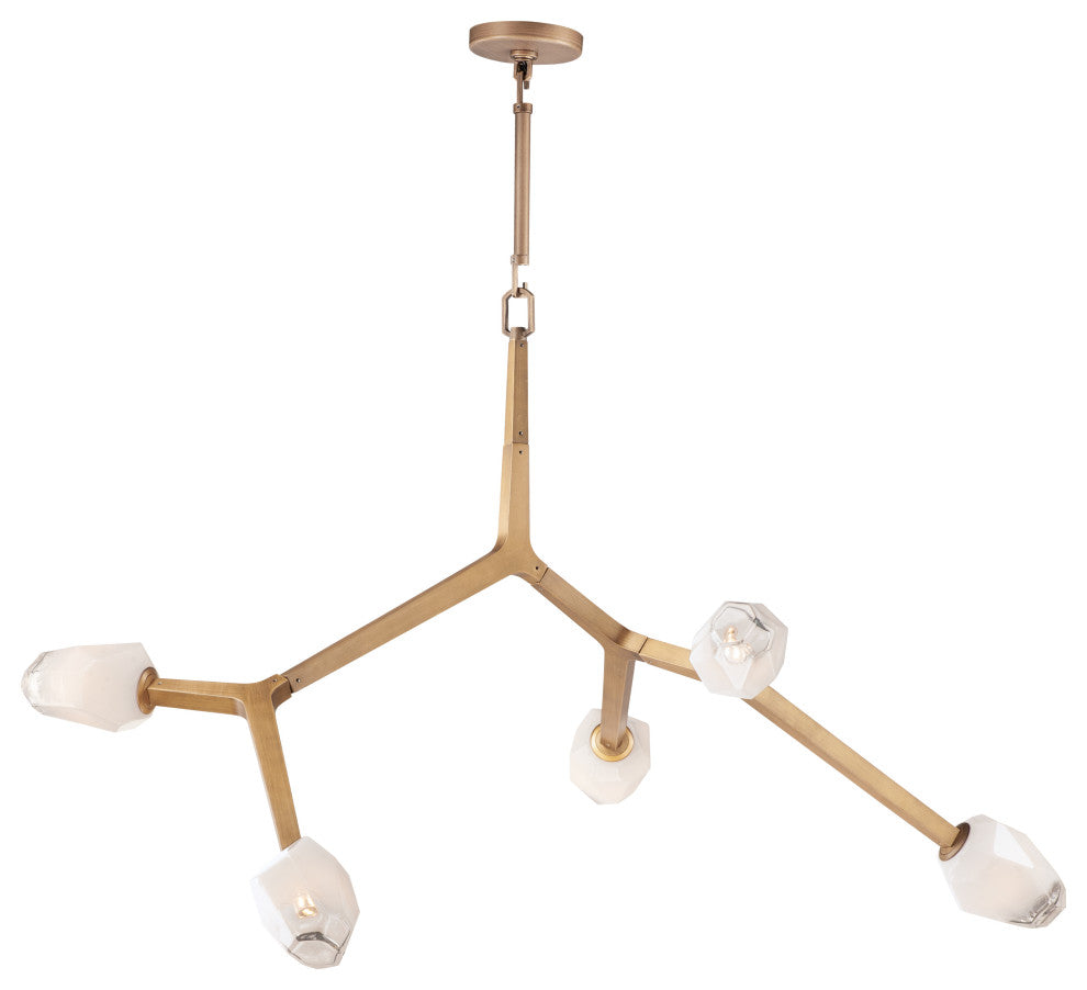 ET2 E32795-93 Blossom 5 Light 43"W LED Abstract Chandelier - Natural Aged Brass