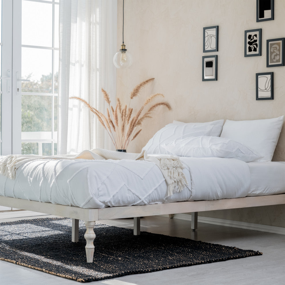 Rhonda Platform Bed, Whitewash, King