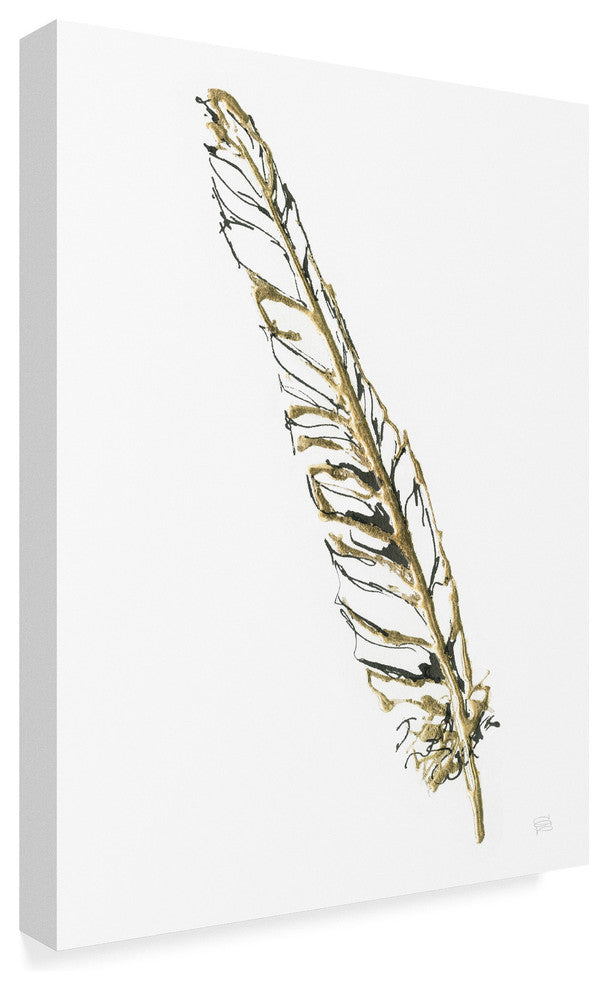 Chris Paschke 'Gilded Swan Feather I' Canvas Art, 32"x24"