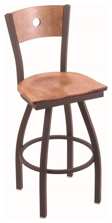 830 Voltaire 30" Swivel Counter Stool with Bronze Finish, Medium Back, and Graph