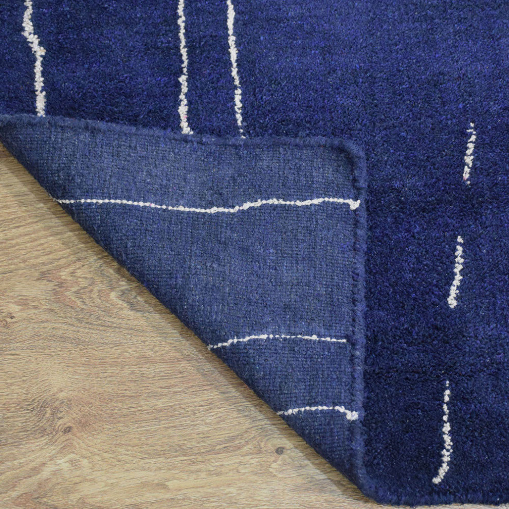 HAND KNOTTED LOOM SILK ECO-FRIENDLY RUGS-5'x8',Rectangle,Blue Beige,Contemporary