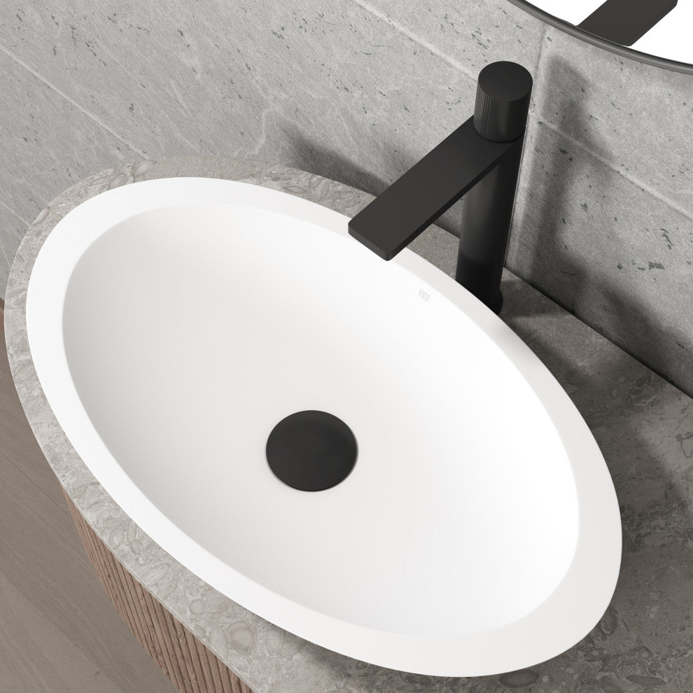 VIGO 1.75" W Bathroom Sink Pop-Up Drain, Matte Black, Without Overflow, Vessel, With Mounting Ring