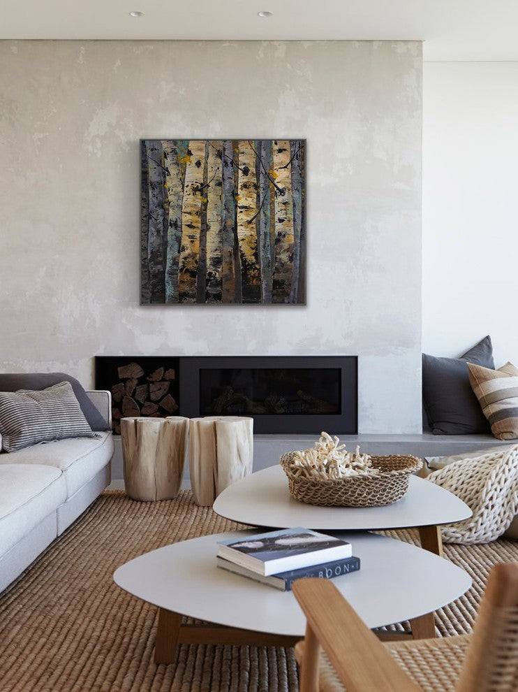 "Gold Infusion II" Floater Framed Painting Print on Canvas, 32"x32"