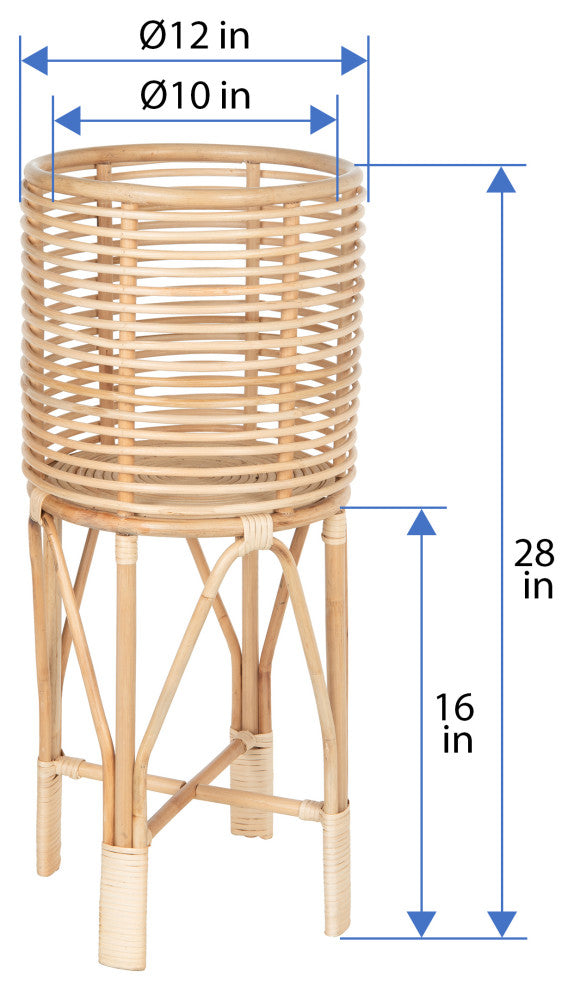 Rattan Indoor Plant Stand Medium, Natural
