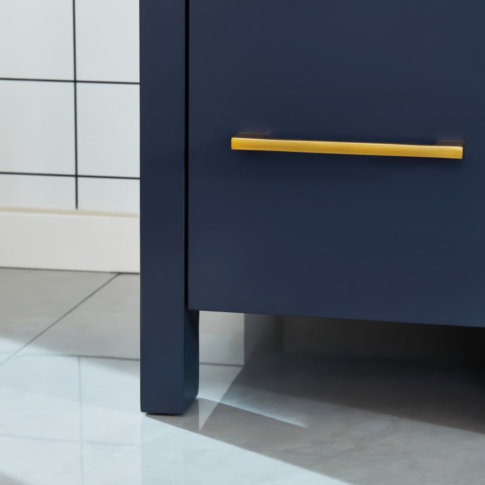 Vanity Art Vanity Set With Ceramic Top, 60", Blue, Standard Mirror