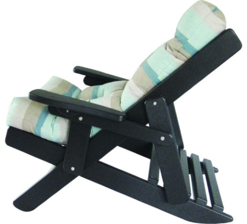 Folding and Reclining Siesta Chair, Poly Lumber, Black, Gateway Mist