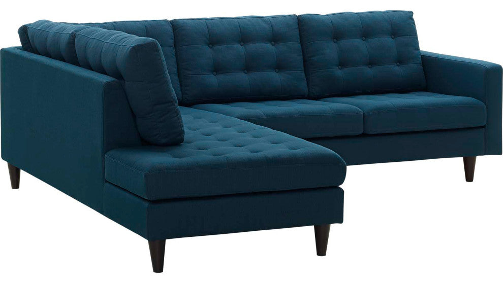 Azure Empress 2 Piece Upholstered Fabric Left Facing Bumper Sectional