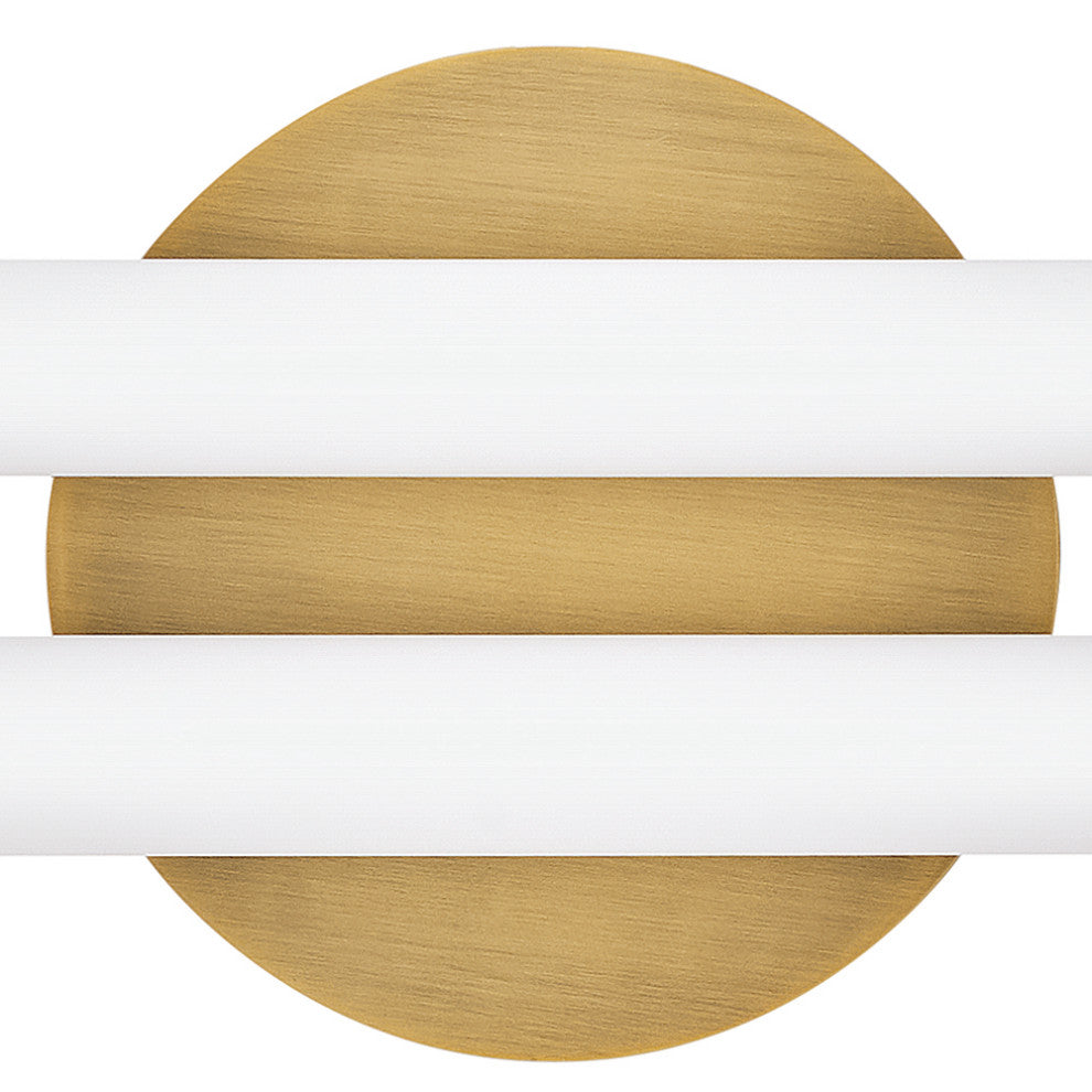 Hinkley EOS Lg 25" LED Bath Vanity Light Fixture, Lacquered Brass + Etched Glass