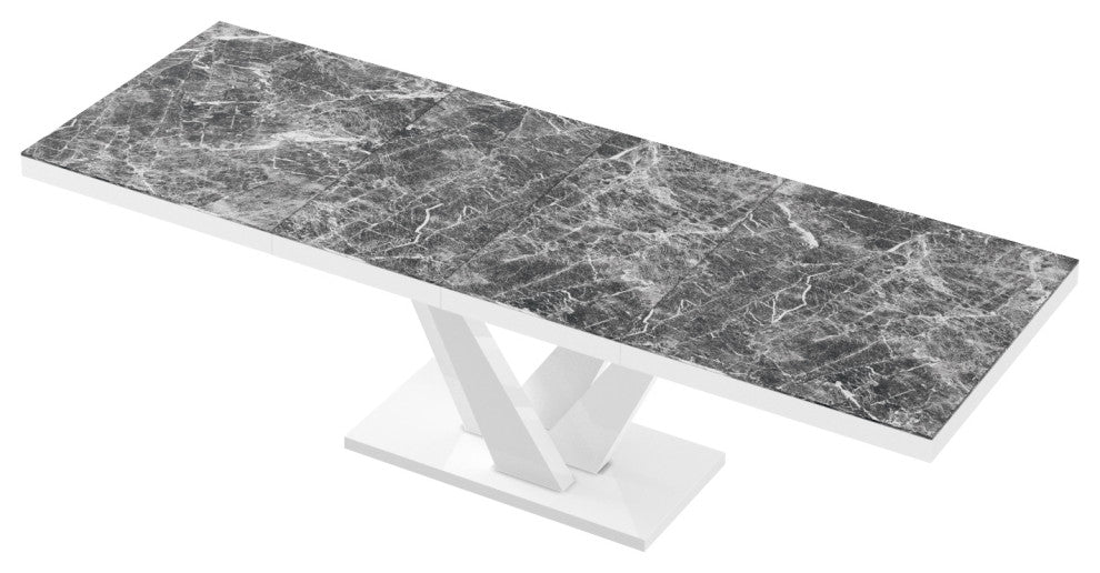 CHARA Extendable Dining Table, Dark Venatino/White