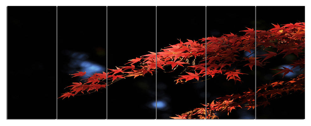 Fall Foliage of Maple Leaves, Abstract Canvas Art Print, 70"x28", 6 Panels