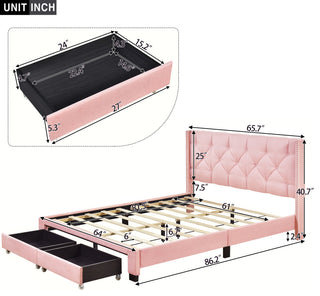 Gewnee Queen Size Storage Bed Linen Upholstered Platform Bed
