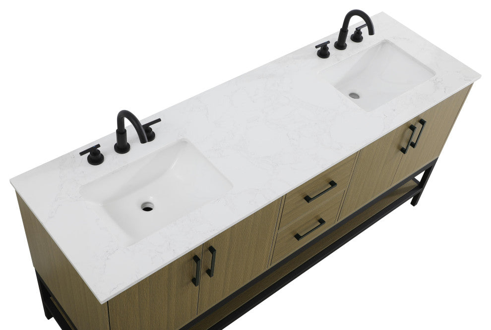 Home Living 72" Double Bathroom Vanity, Chestnut Brown
