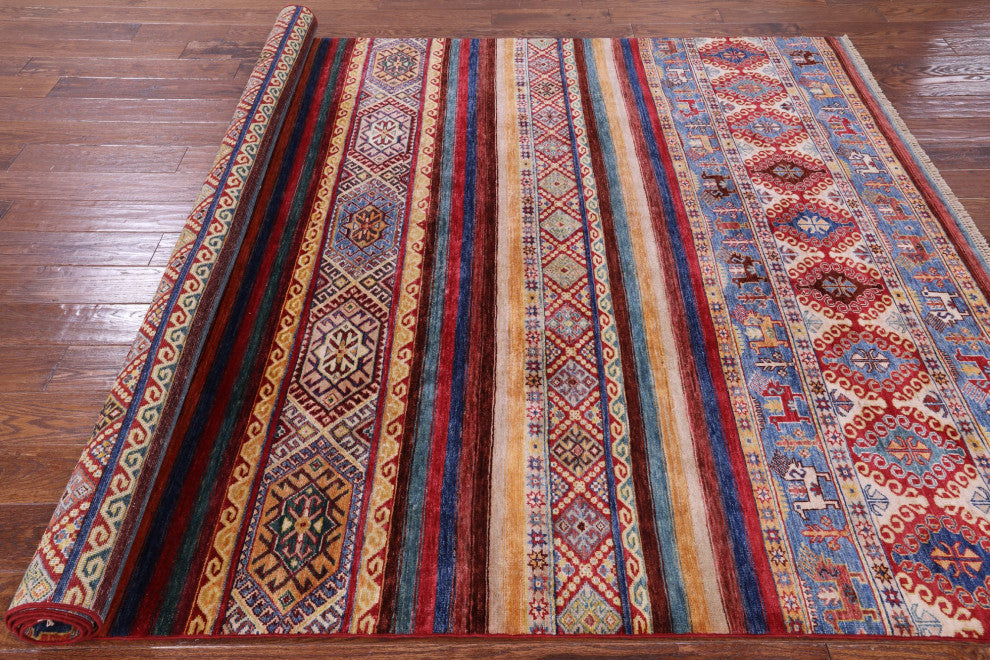 6' 8" X 9' 9" Tribal Persian Gabbeh Hand Knotted Rug Q7580
