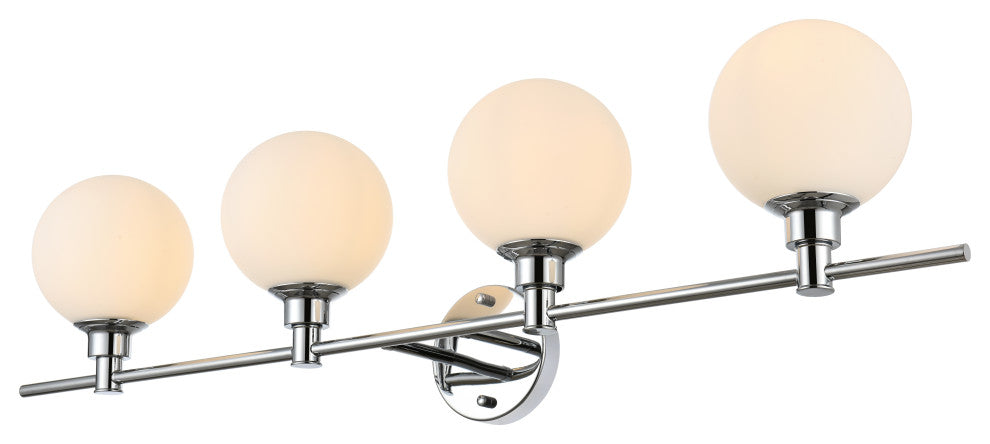 4 Light Chrome And Frosted White Bath Sconce