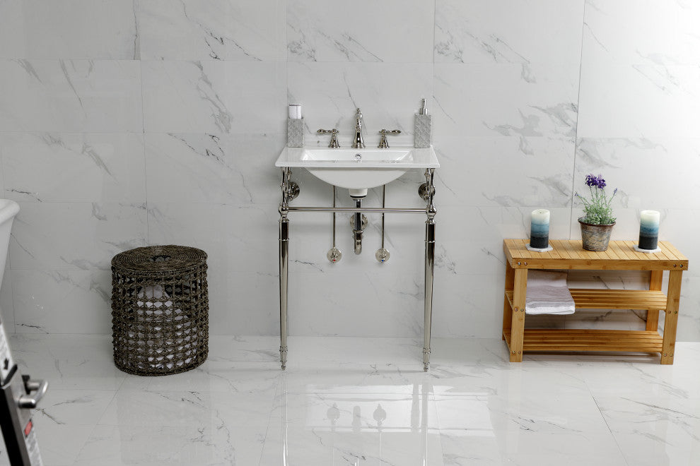 Fauceture KVPB24187W8PN 24" Console Sink, Legs, 8", 3 Hole