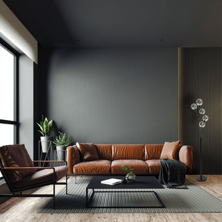 5-Light Incandescent Floor Lamp, Black WithSmoked Glass