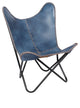 Navy Blue Leather Butterfly Chair With Black Frame