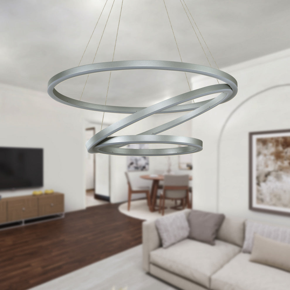 Tania Trio 32" Ring ETL Certified Circular LED Chandelier, Silver