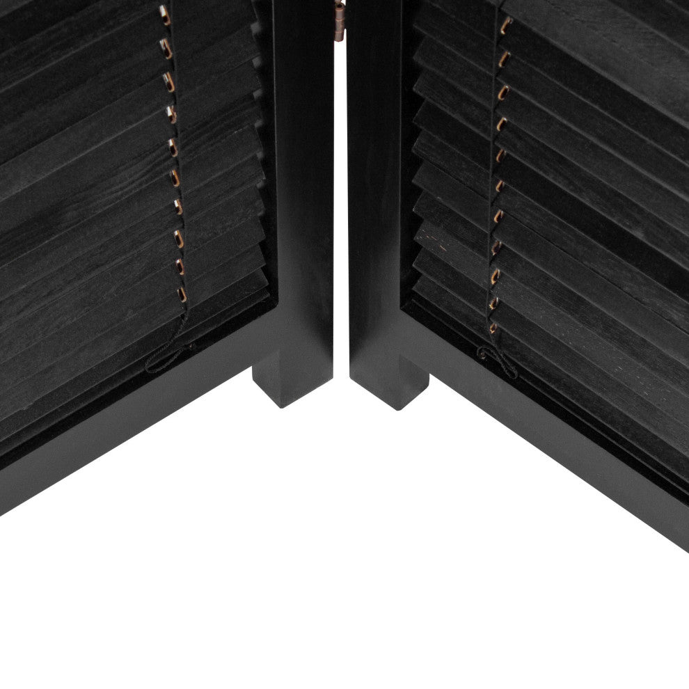 6' Tall Adjustable Shutter Room, Black, 4 Panel