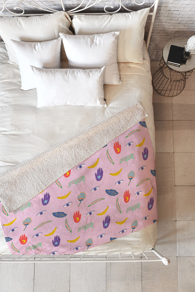 Hello Sayang Wow Pink Fleece Throw Blanket
