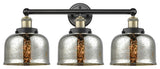 Edison Large Bell 3-Light 25" Vanity Light, Black Antique Brass, Mercury Shade