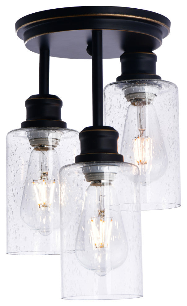 Lazzur Meuse 3 Light 10" Matte Black Semi-Flush Mount Ceiling Light
