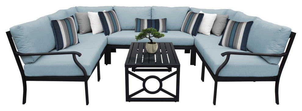 kathy ireland Madison Ave. 9 Piece Aluminum Patio Furniture Set 09c, Tranquil