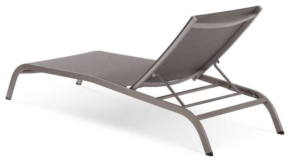 Lounge Chair Chaise, Set of 2, Aluminum, Metal, Gray, Modern, Outdoor Patio