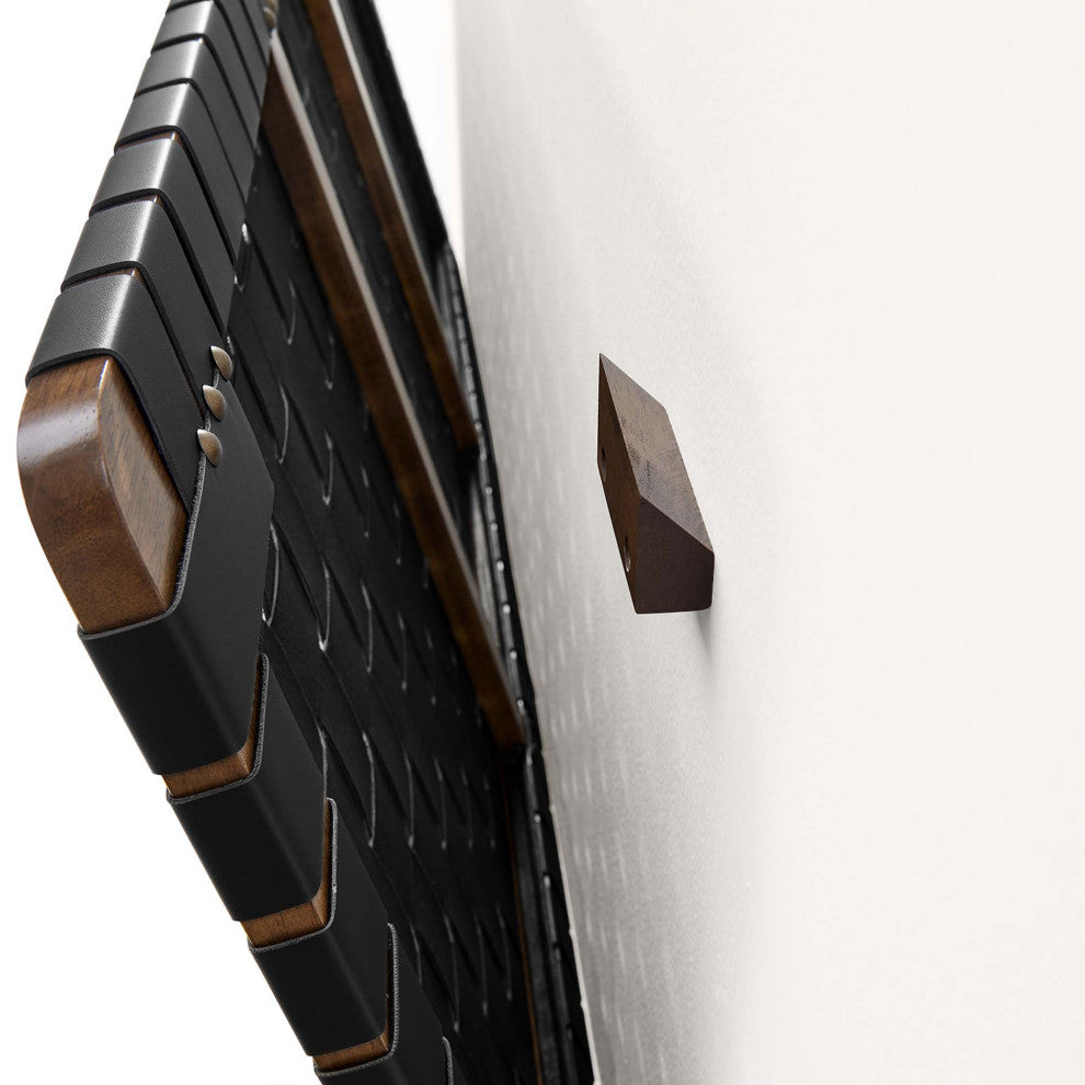 Sparta Weave Wall-Mount Vegan Leather Twin Headboard, Walnut Black