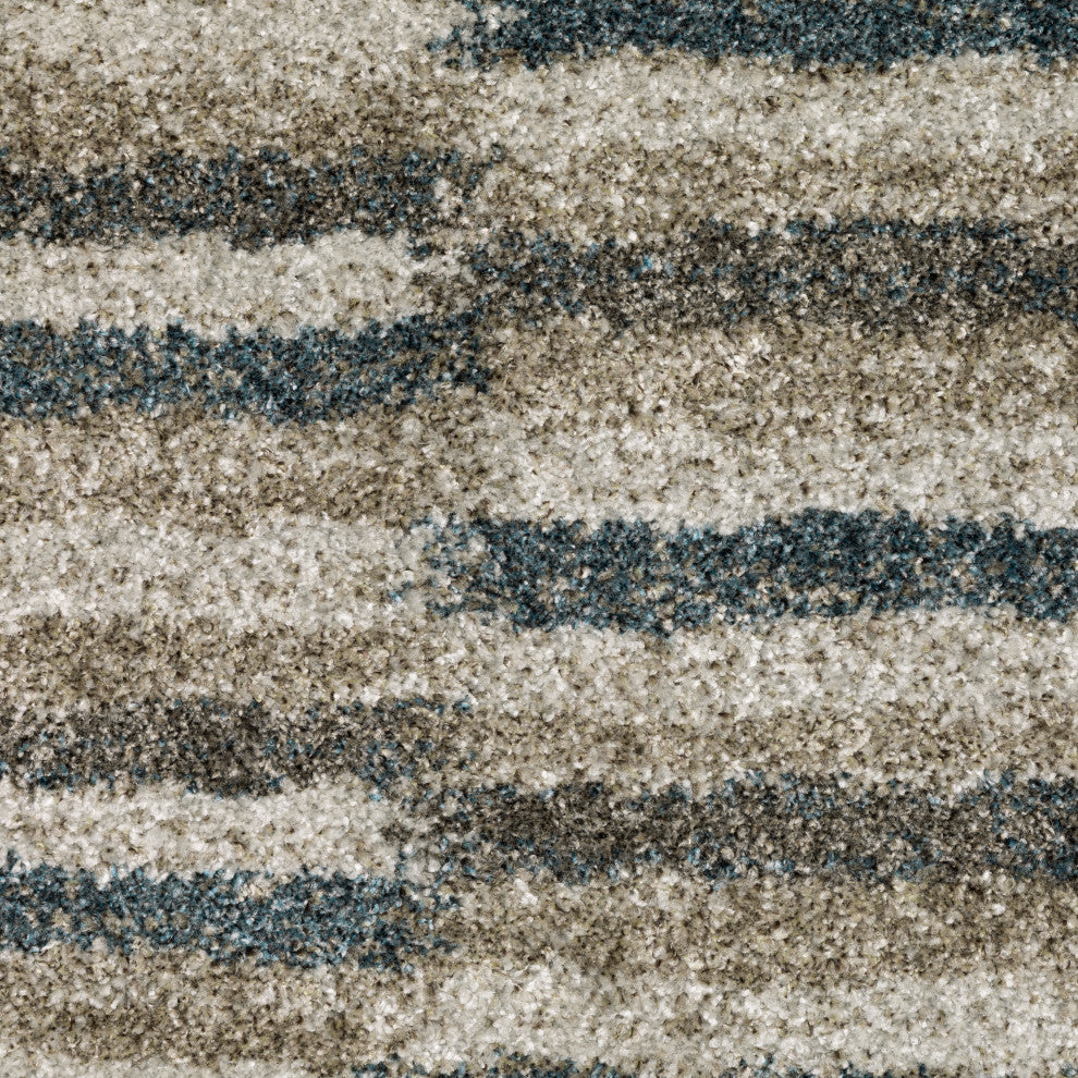 Alistair Multi Striped Teal/ Grey Indoor Area Rug, 2'3"x7'6"