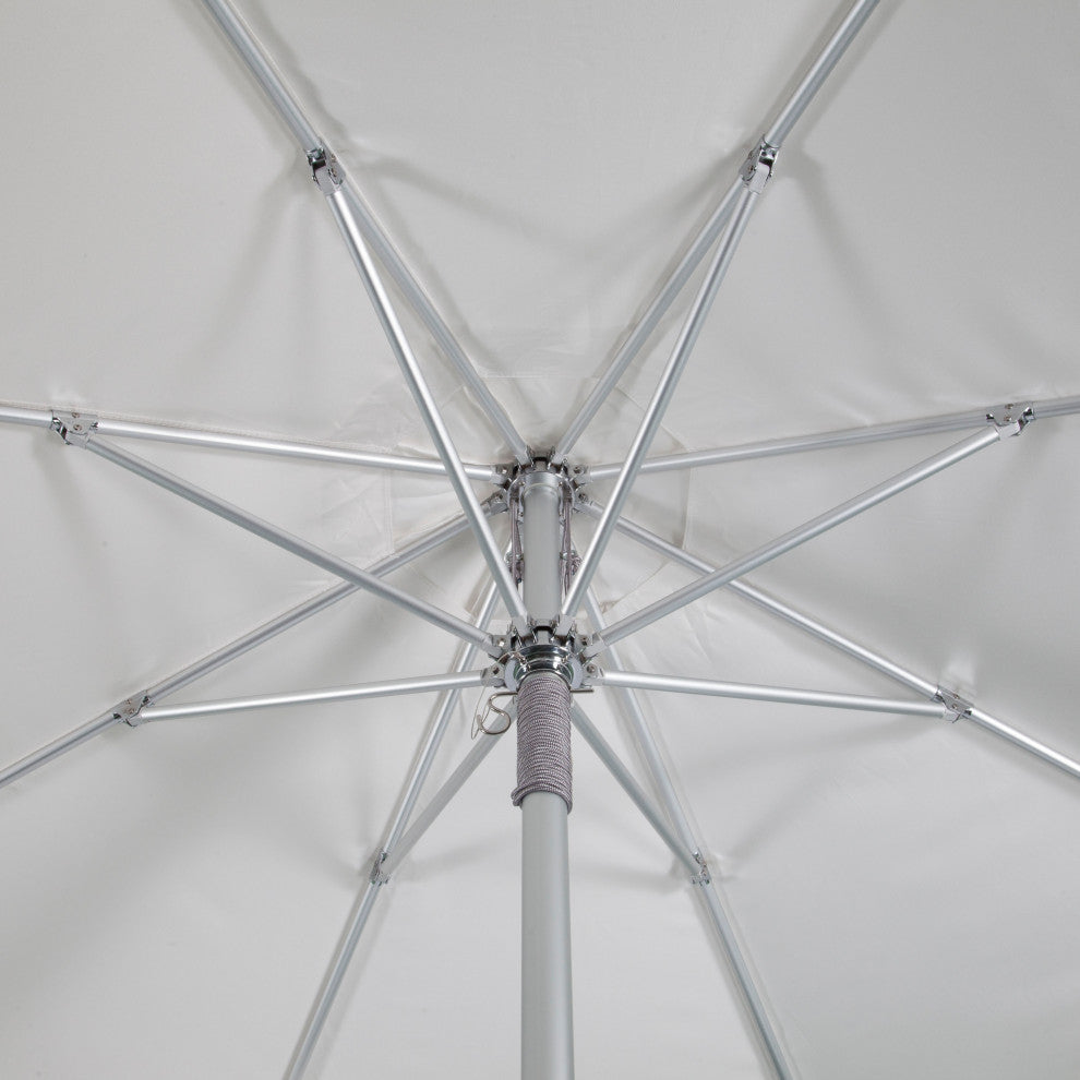 9' Round Double Pulley Commercial Contract Umbrella, Silver, Sunflower Yellow