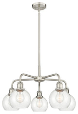 Athens 5-Light 24" Stem Chandelier, Satin Nickel, Clear